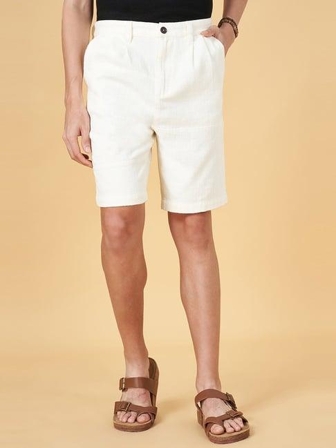 7 alt by pantaloons white cotton comfort fit shorts