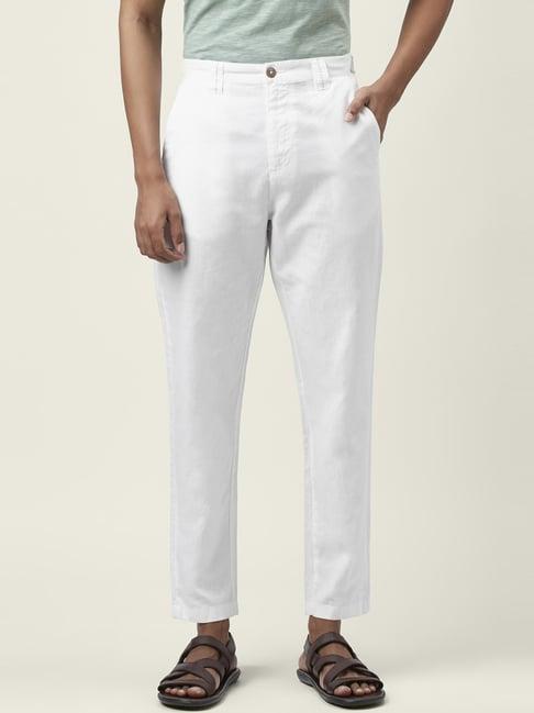 7 alt by pantaloons white linen comfort fit trousers