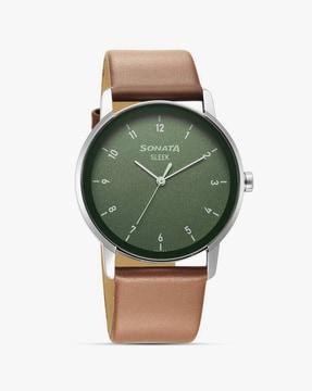 7147sl01 analogue watch with leather strap