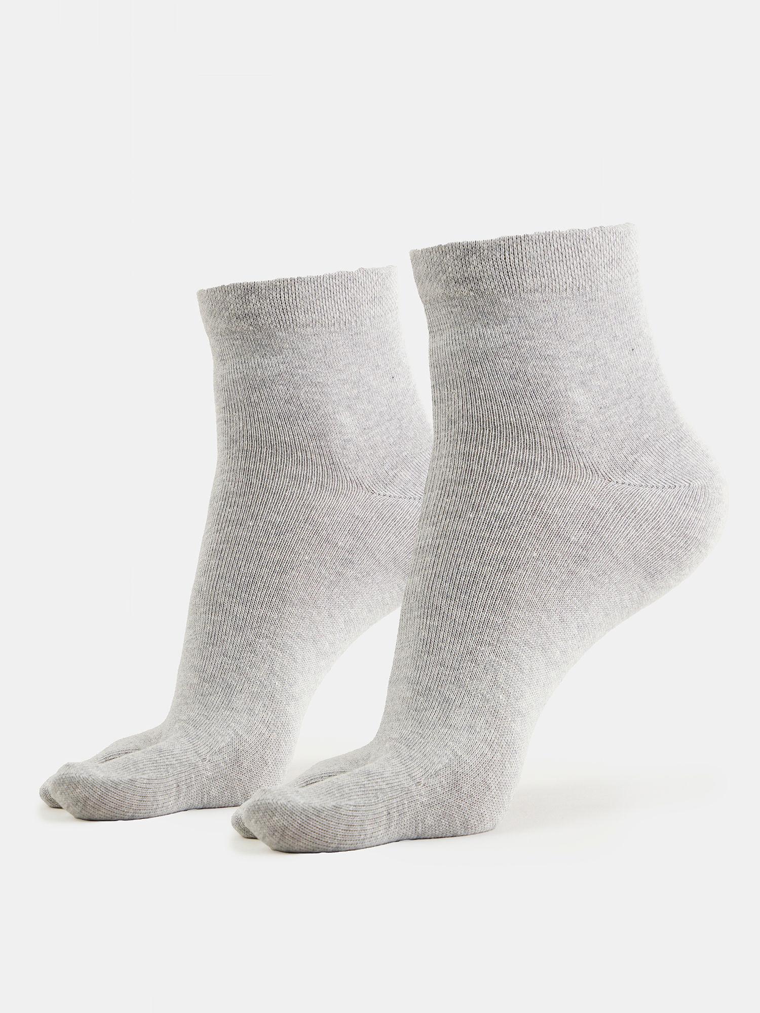 7487 womens compact cotton stretch toe socks - grey (pack of 2)