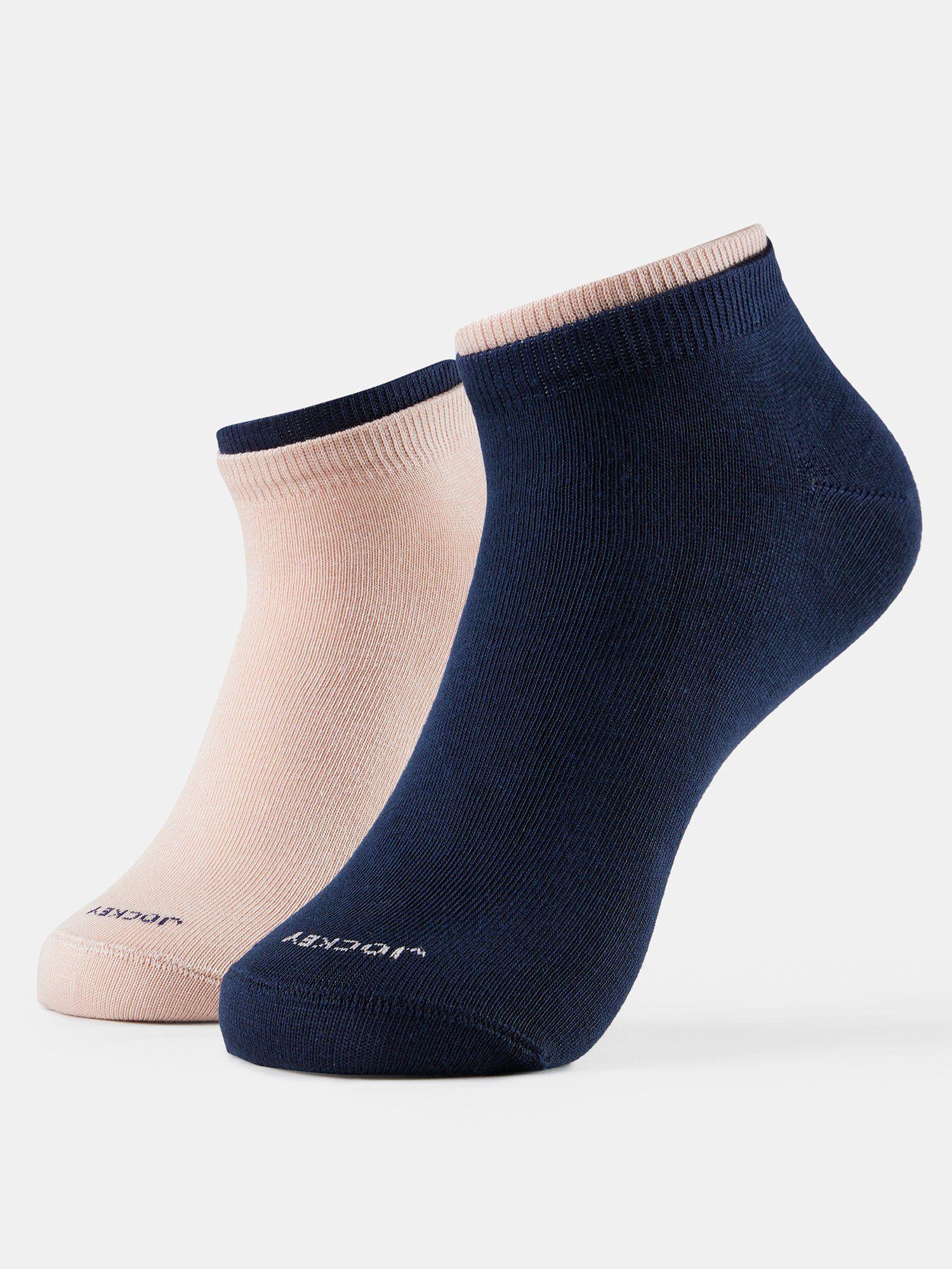 7491 women compact cotton low show socks - rose smoke and navy (pack of 2)