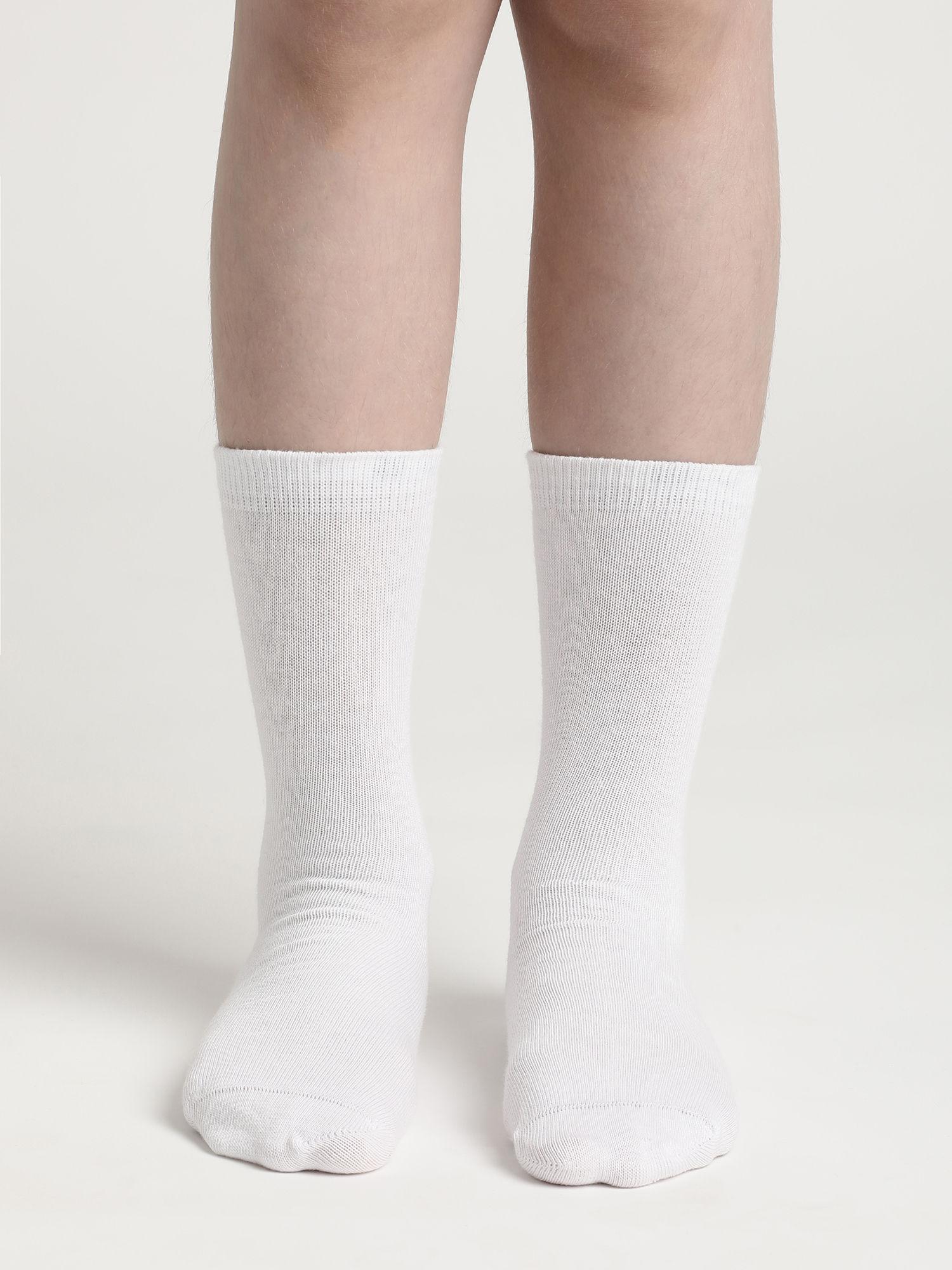 7800 unisex cotton nylon stretch calf length socks - white