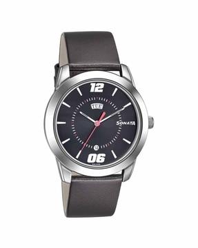 7924sl14 rpm black dial black leather strap watch