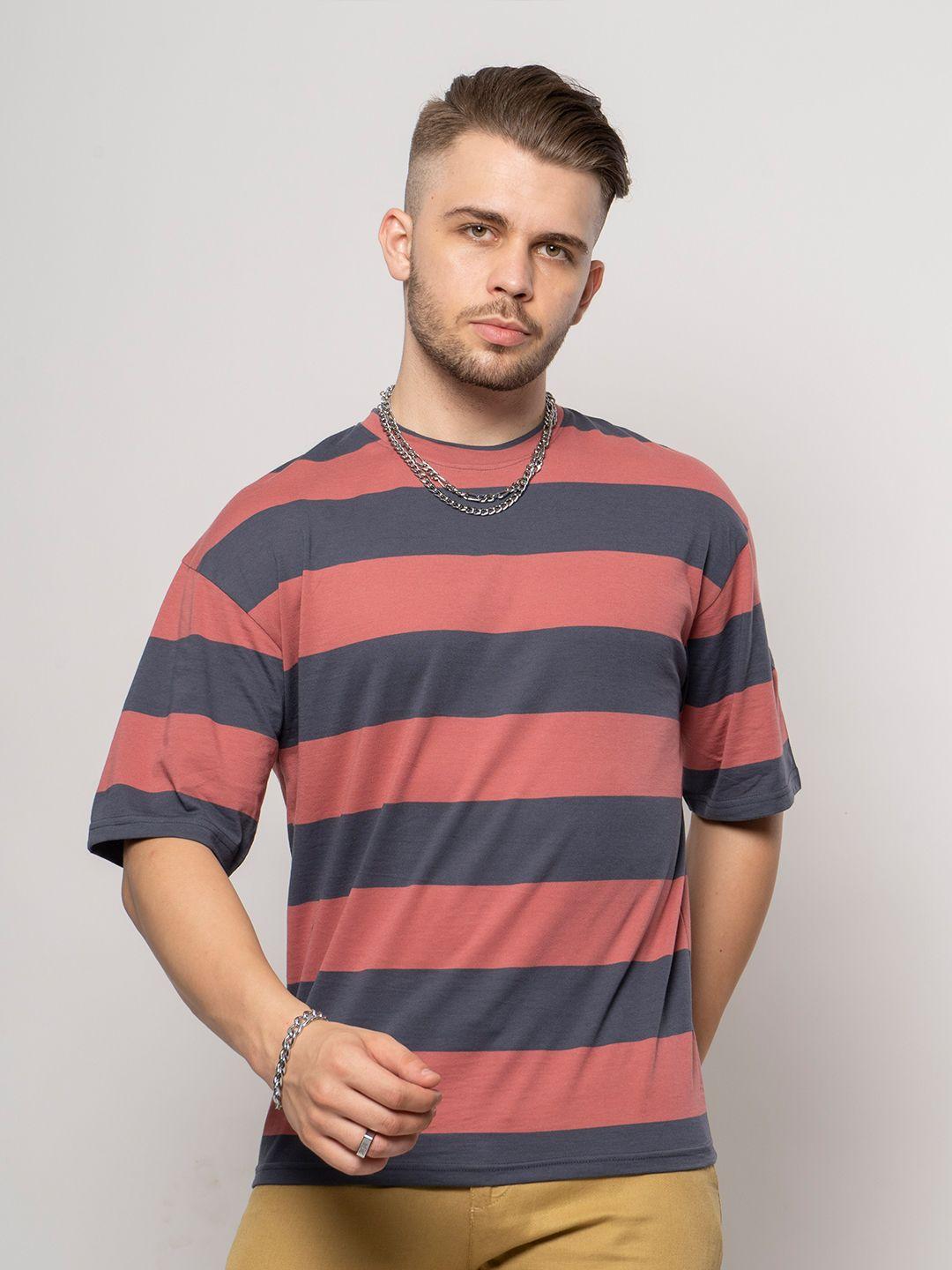 7shores horizontal striped drop shoulder sleeves cotton t-shirt