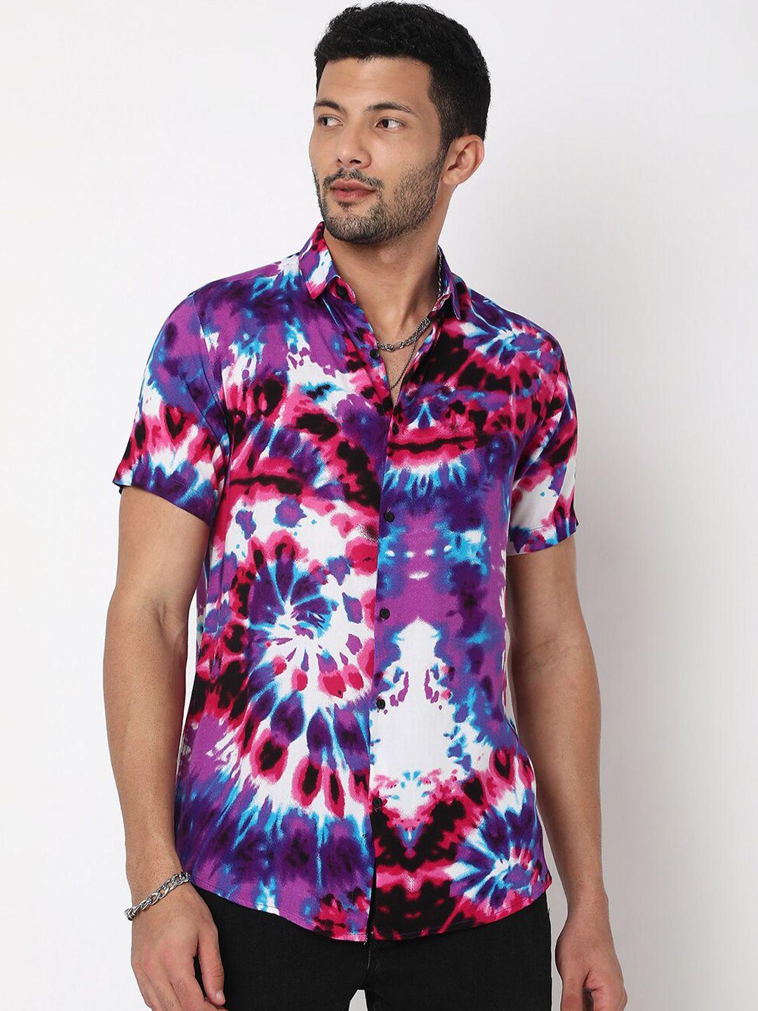 7shores classic abstract printed spread collar casual shirt
