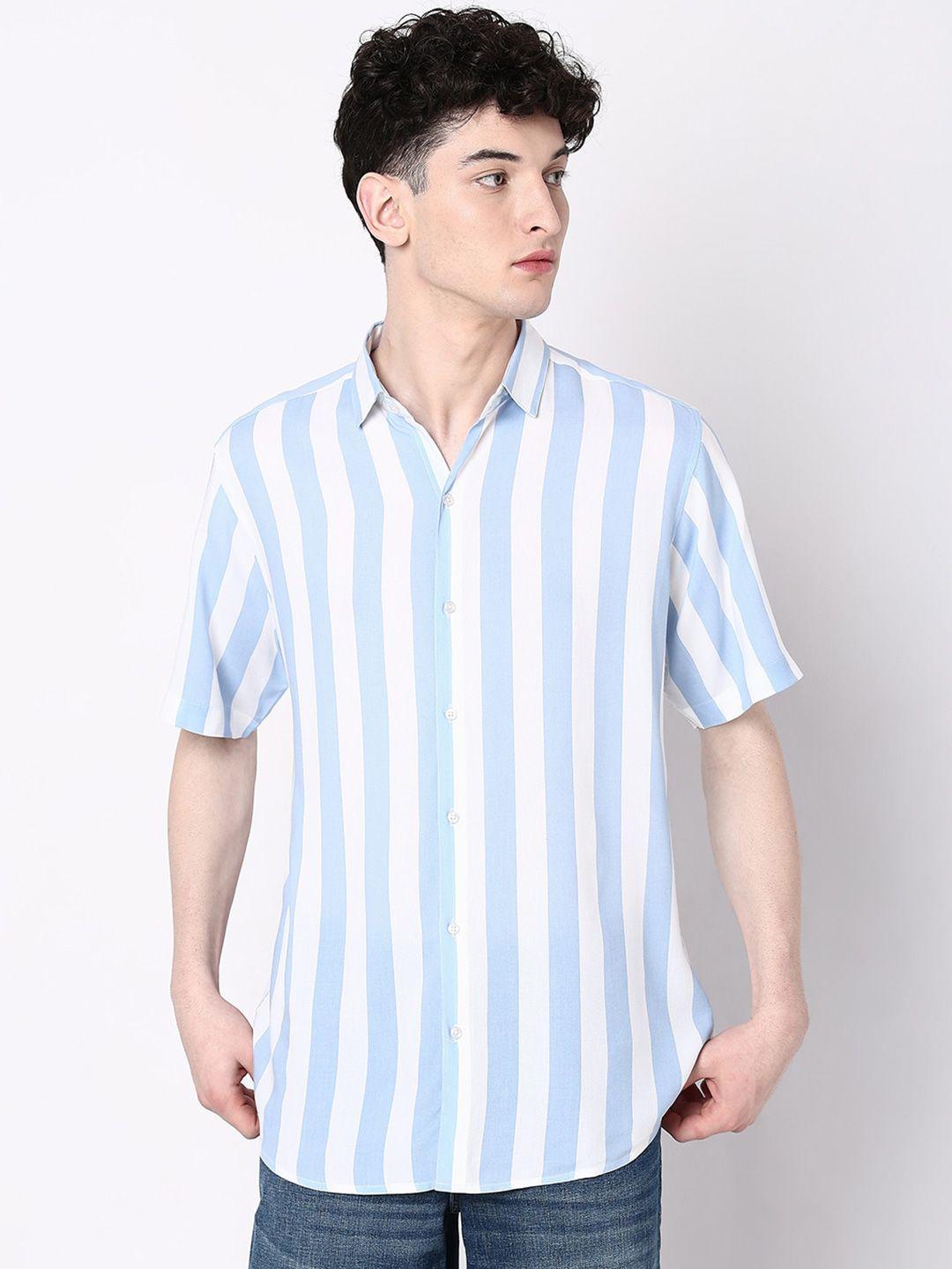 7shores classic fit striped spread collar casual shirt