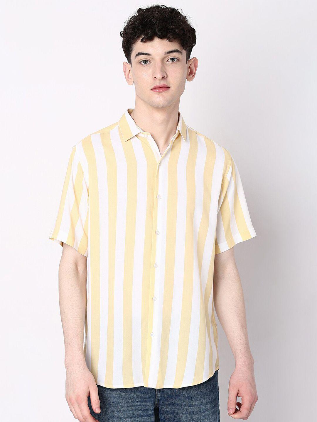 7shores classic fit striped spread collar casual shirt