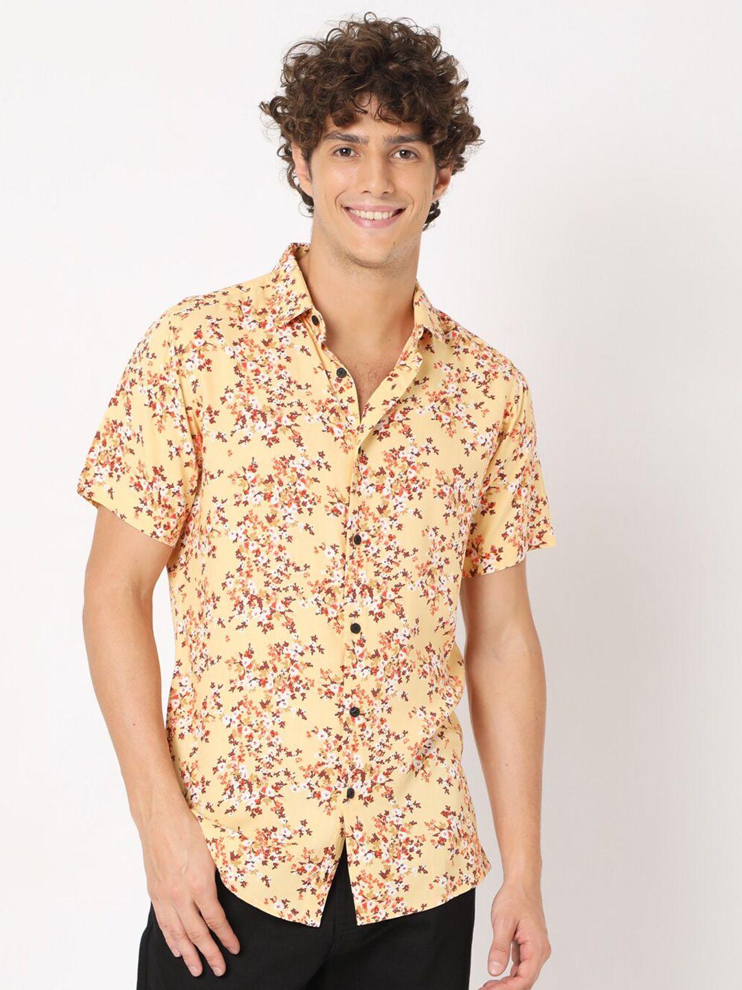 7shores classic floral printed spread collar casual shirt