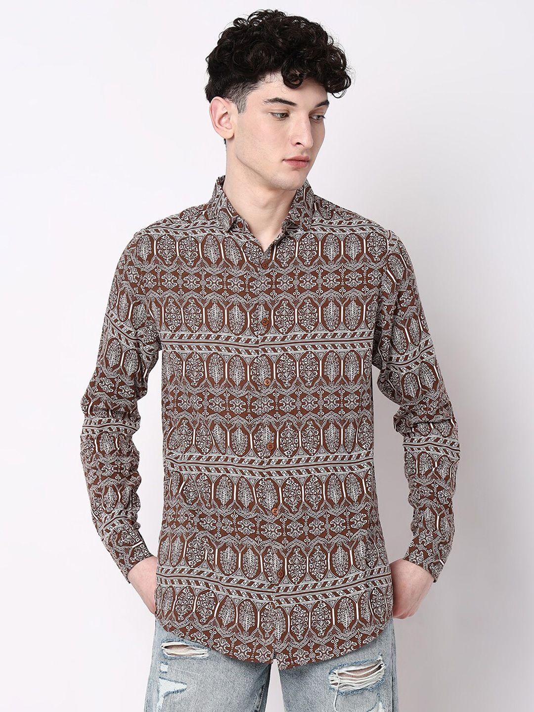 7shores classic opaque ethnic printed casual shirt