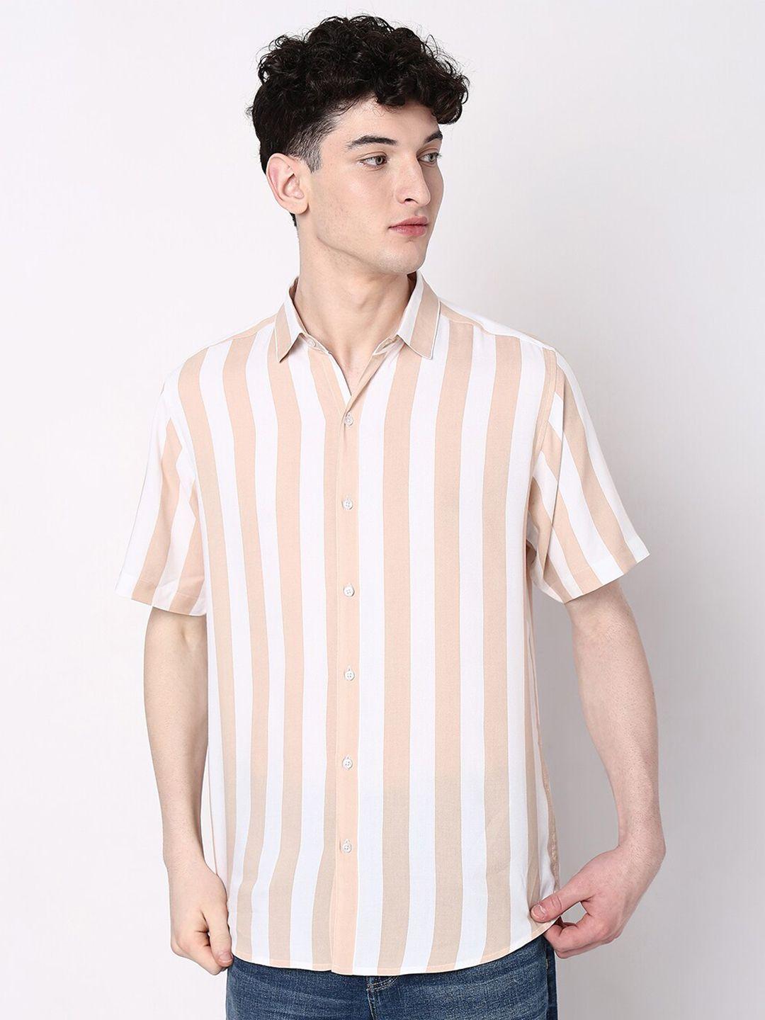 7shores classic vertical striped spread collar casual shirt