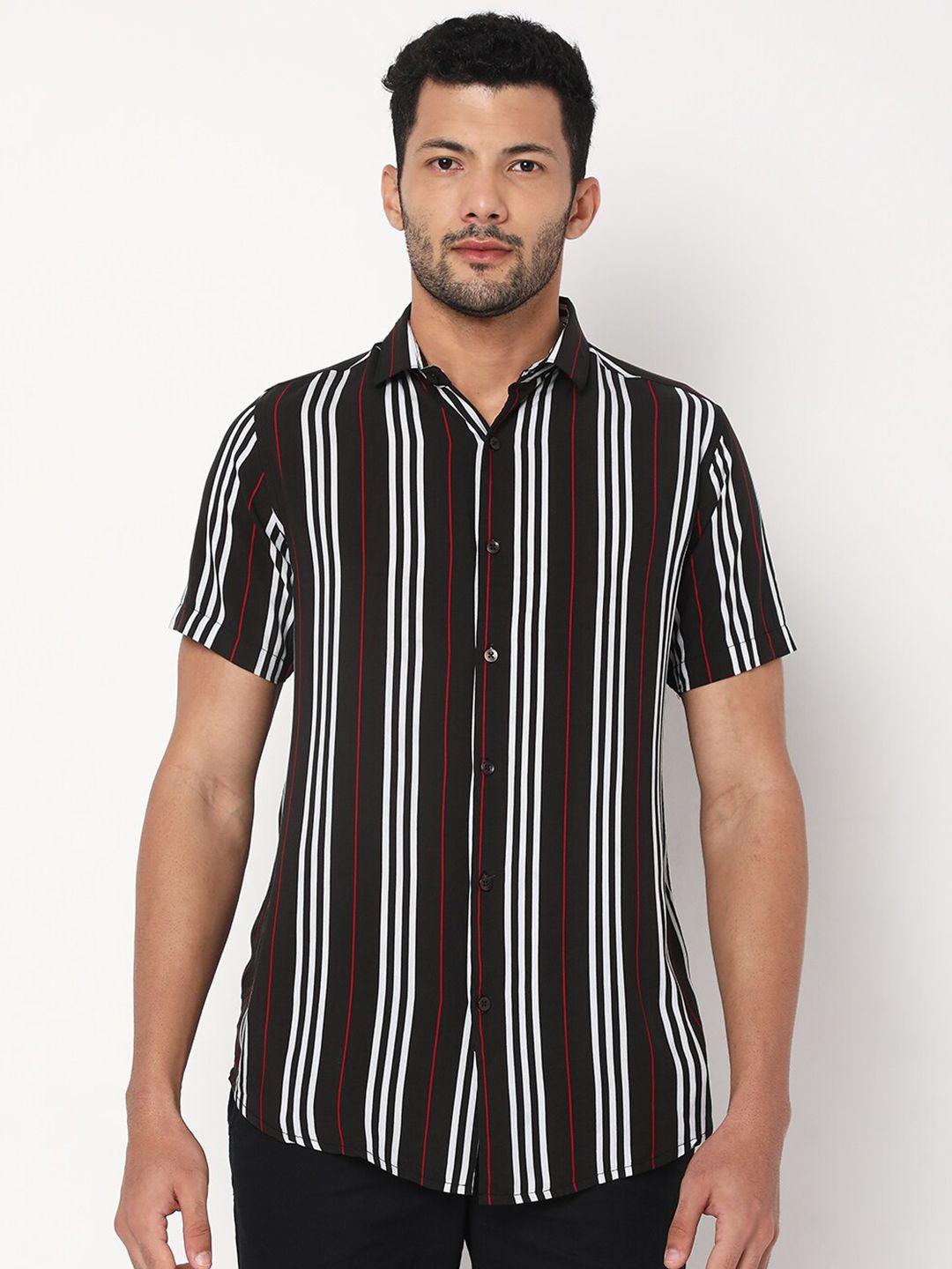 7shores classic vertical striped spread collar casual shirt