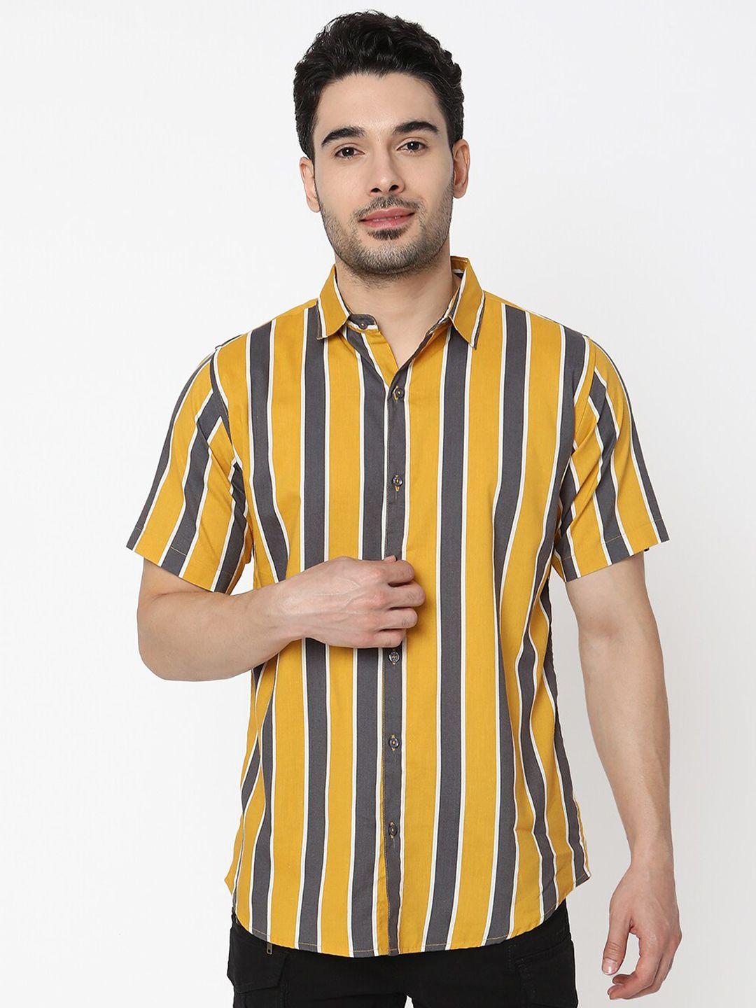 7shores classic vertical striped spread collar casual shirt
