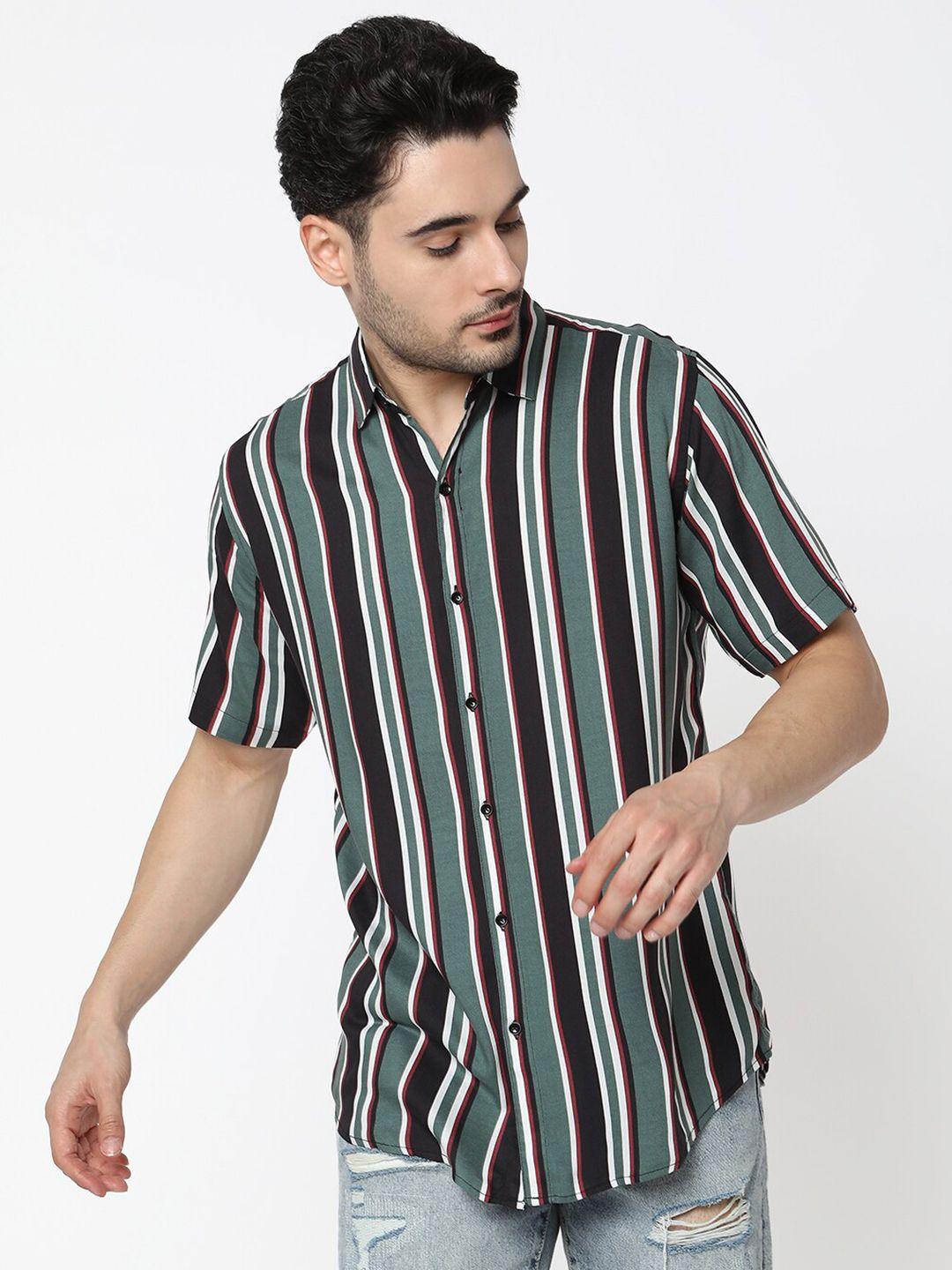 7shores classic vertical striped spread collar casual shirt