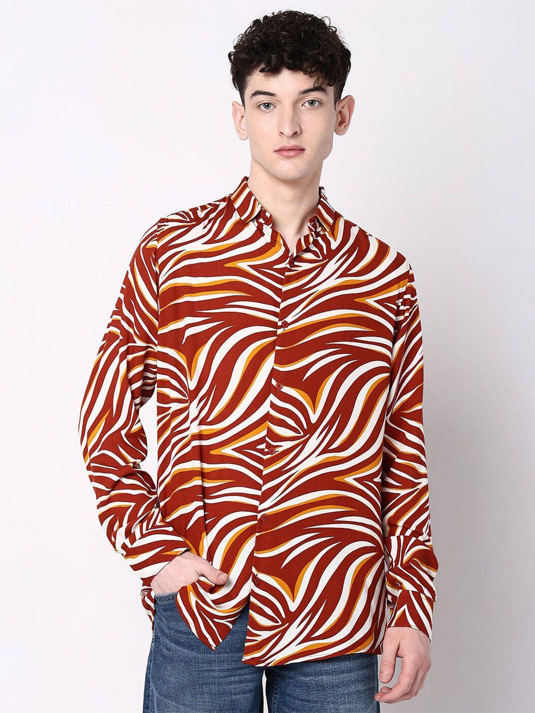 7shores men multicoloured classic opaque striped casual shirt