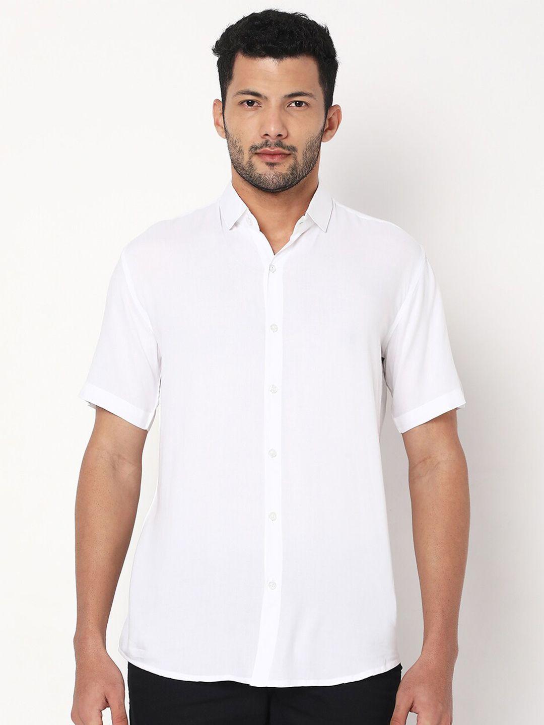 7shores men white classic opaque casual shirt