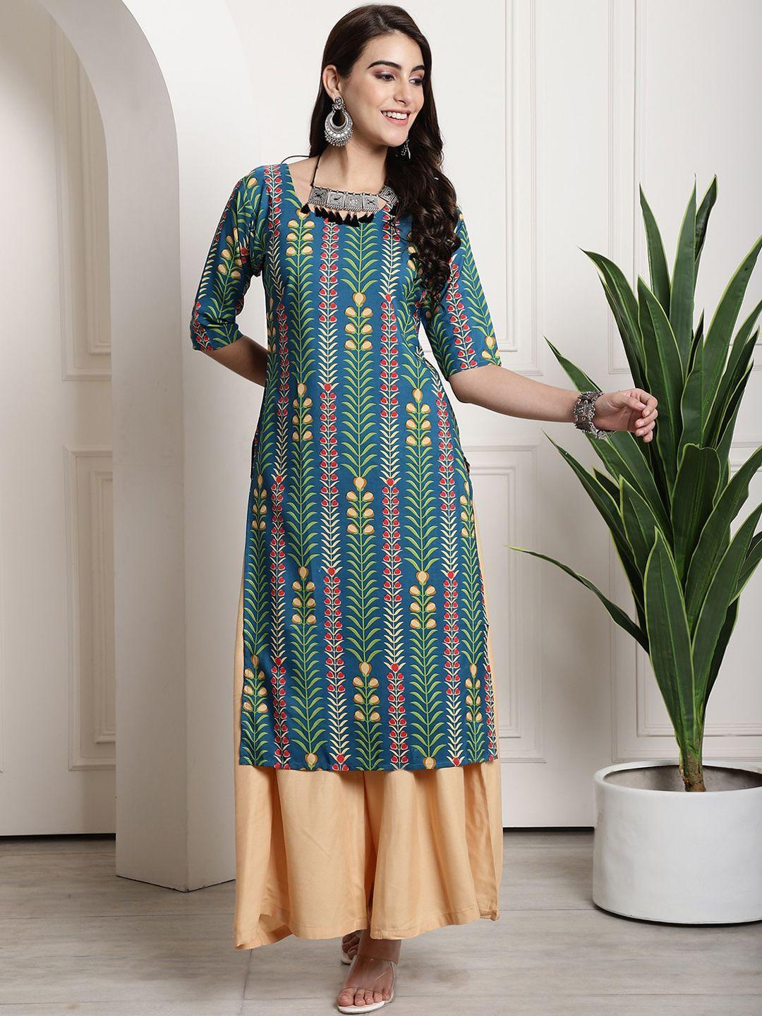 7threads ethnic motifs printed straight kurta