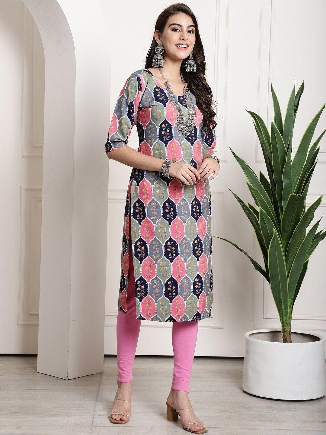 7threads ethnic motifs printed straight kurta