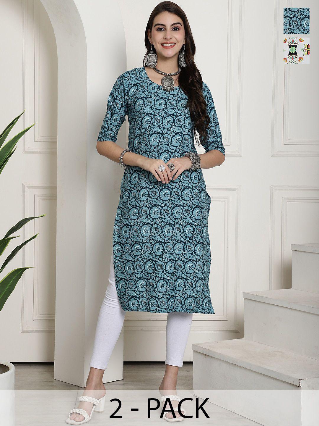 7threads selection of 2 ethnic motifs printed crepe kurta