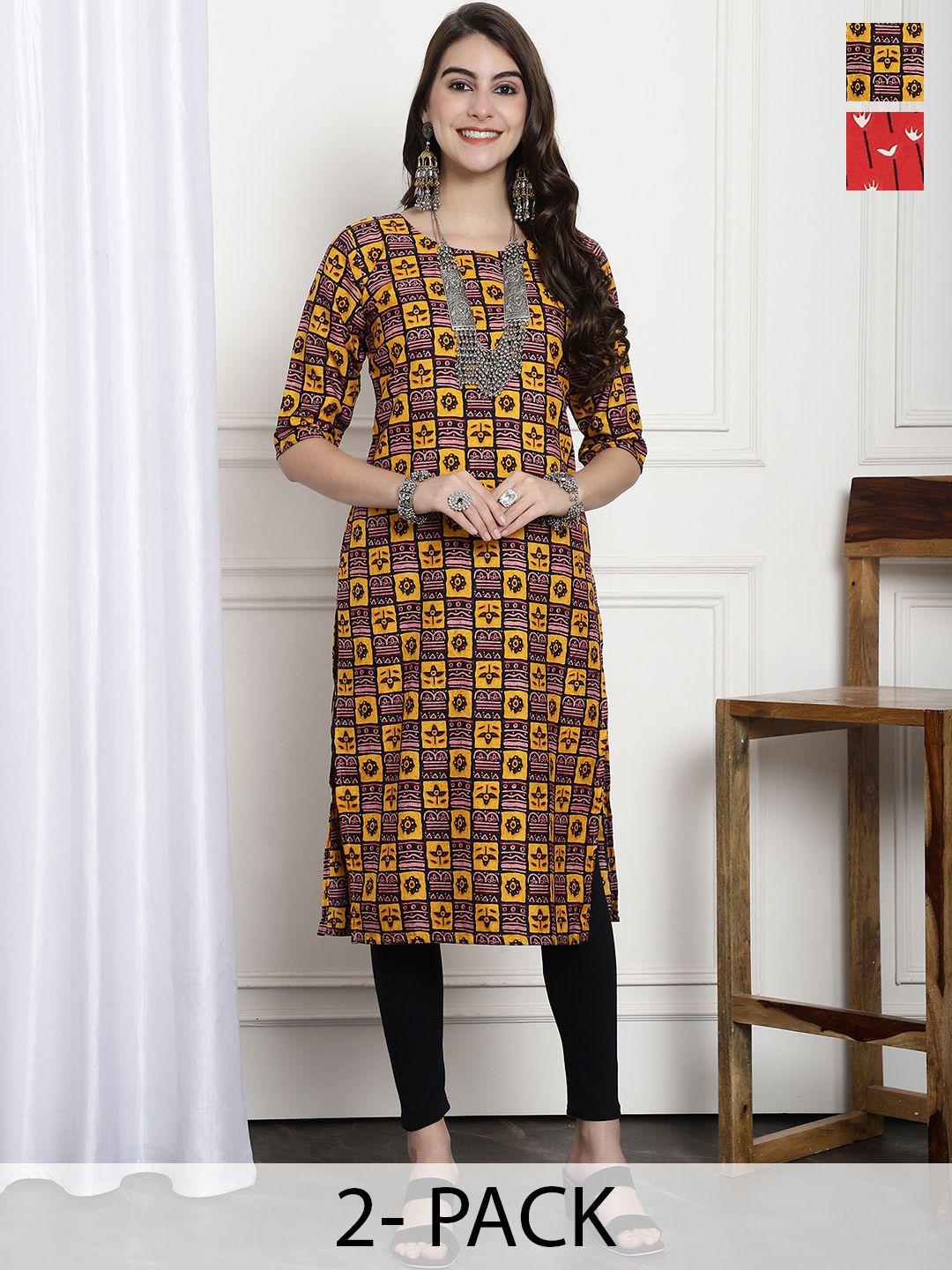 7threads selection of 2 ethnic motifs printed straight kurta