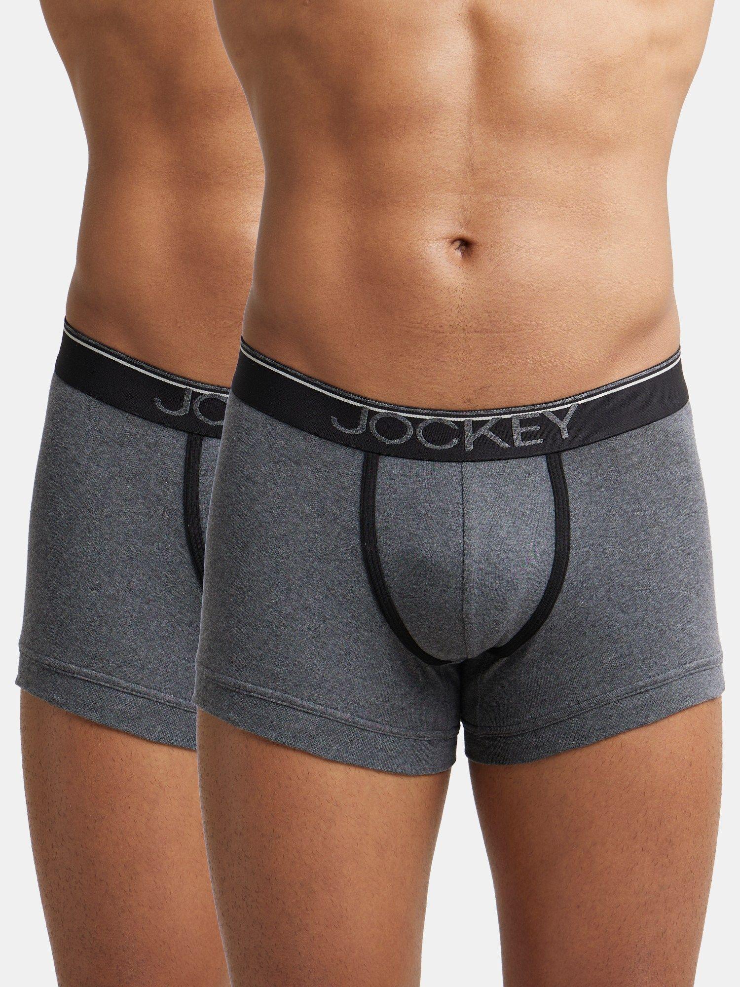 8015 men cotton trunk with ultrasoft waistband - grey (pack of 2)