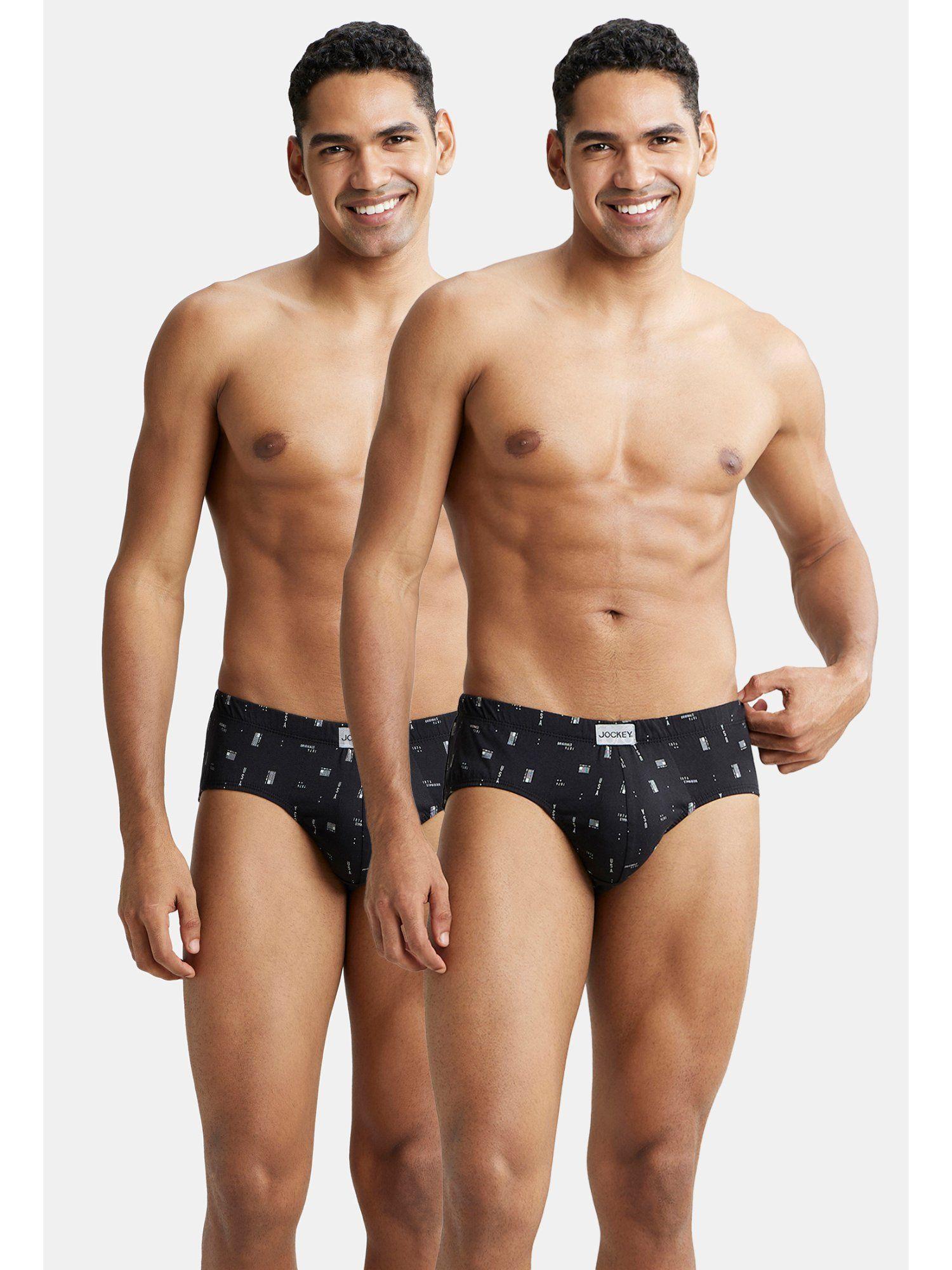 8035 mens super combed cotton printed brief- black color (pack of 2)