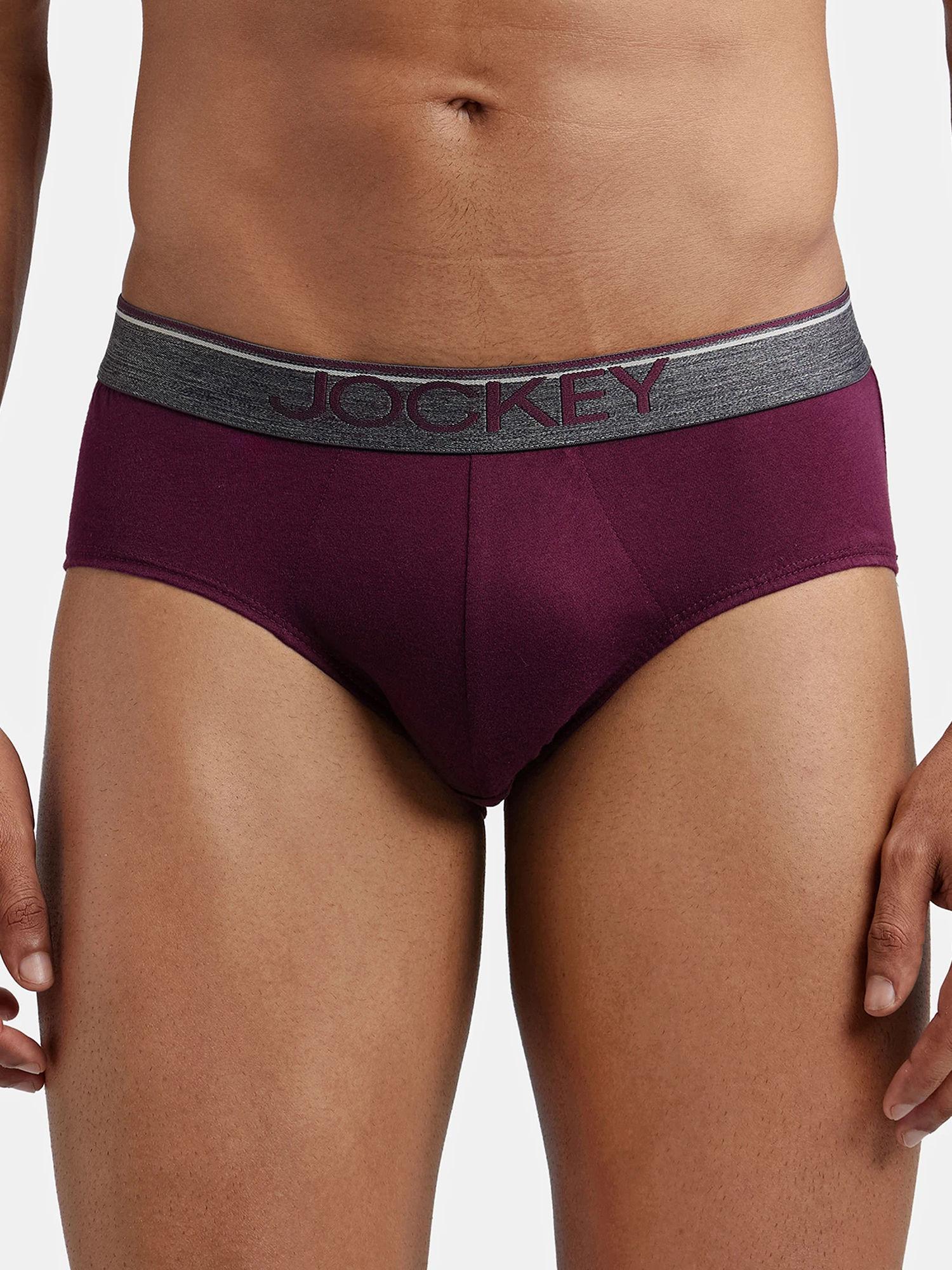 8037 mens super cotton solid brief with ultrasoft waistband-wine