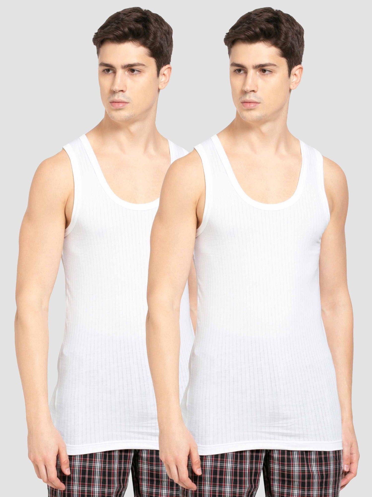 8816 mens super combed cotton round neck vest with extended length (pack of 2)