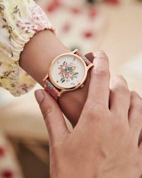 8907605126406 floral print analogue watch