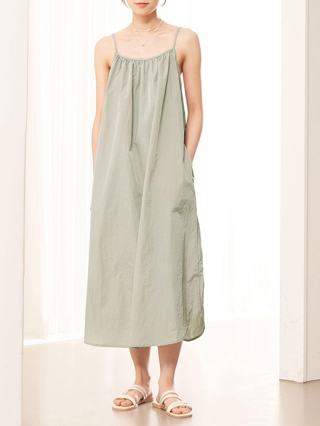 8seconds green solid a-line midi dress