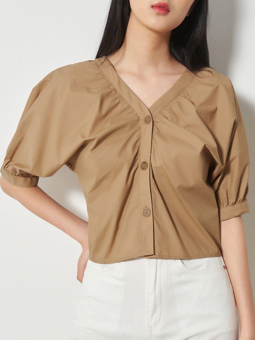 8seconds khaki solid cotton top