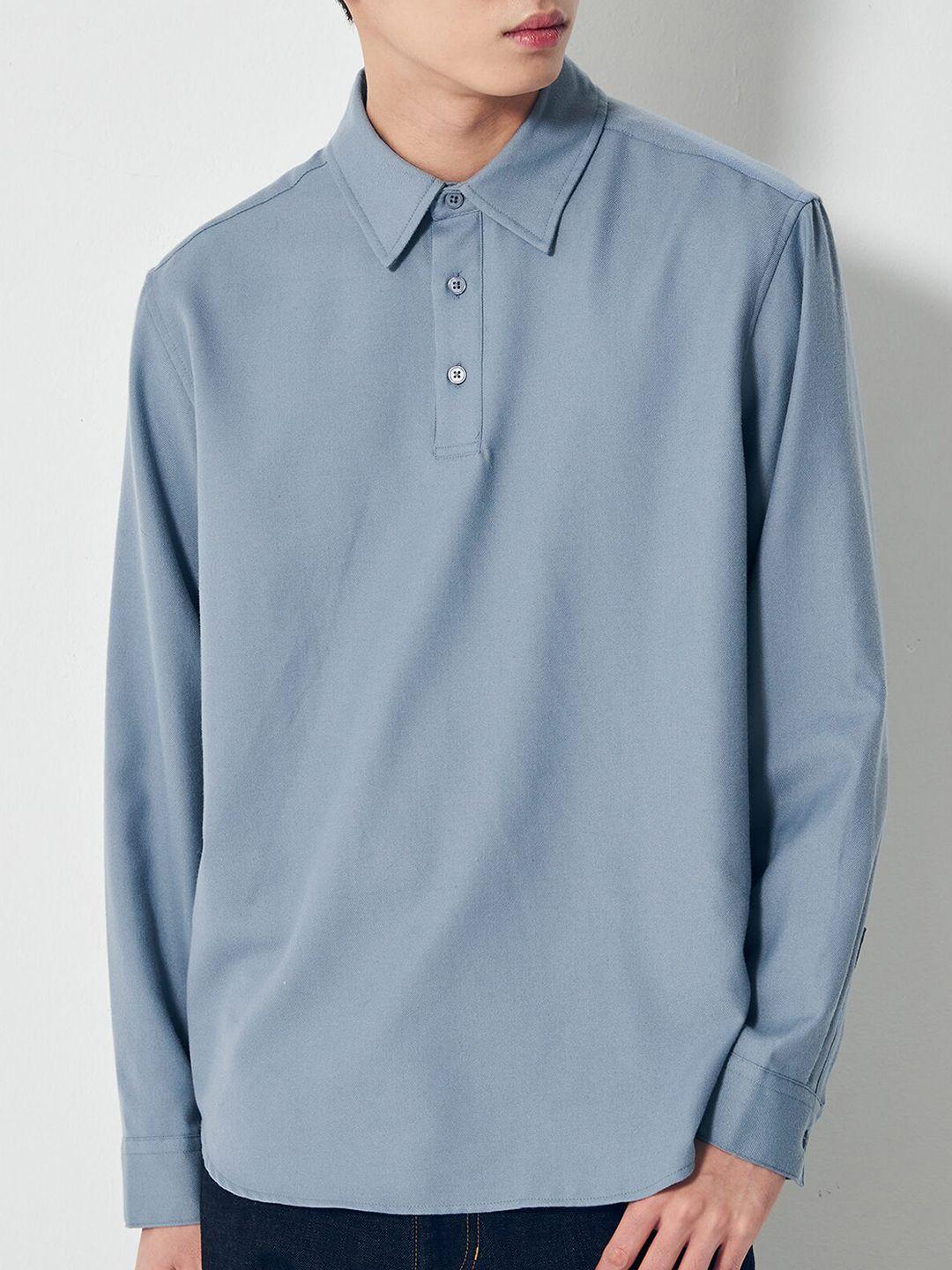 8seconds men blue solid casual shirt