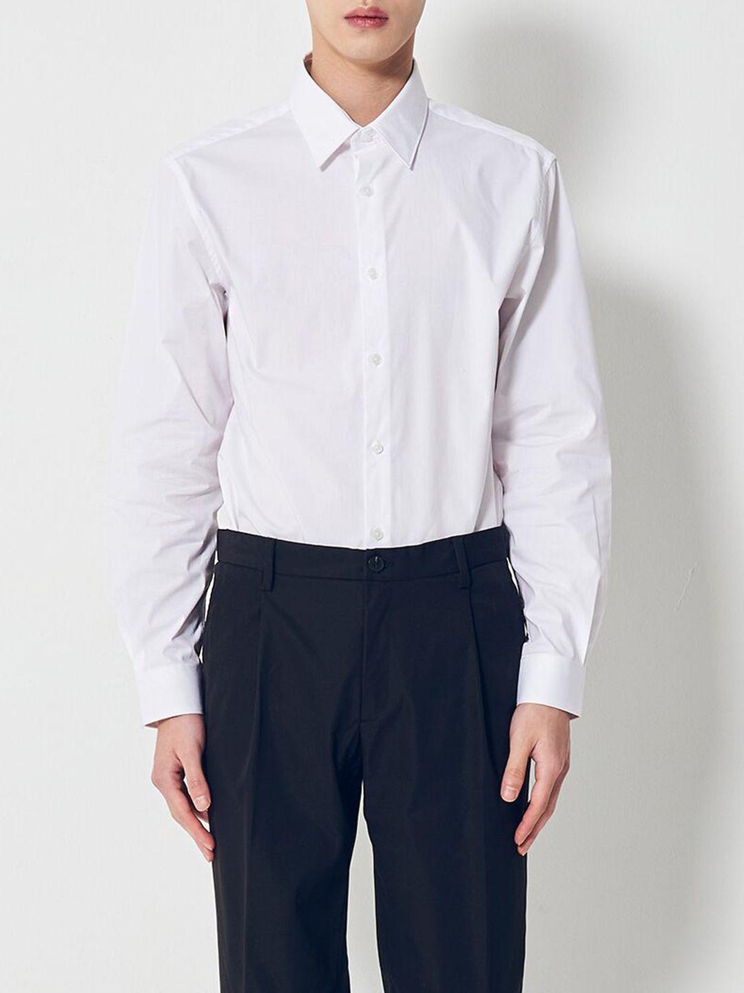 8seconds men white solid formal shirt