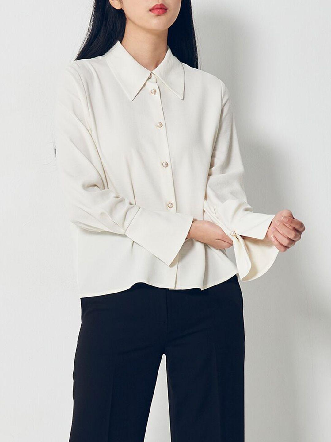 8seconds women white solid casual shirt