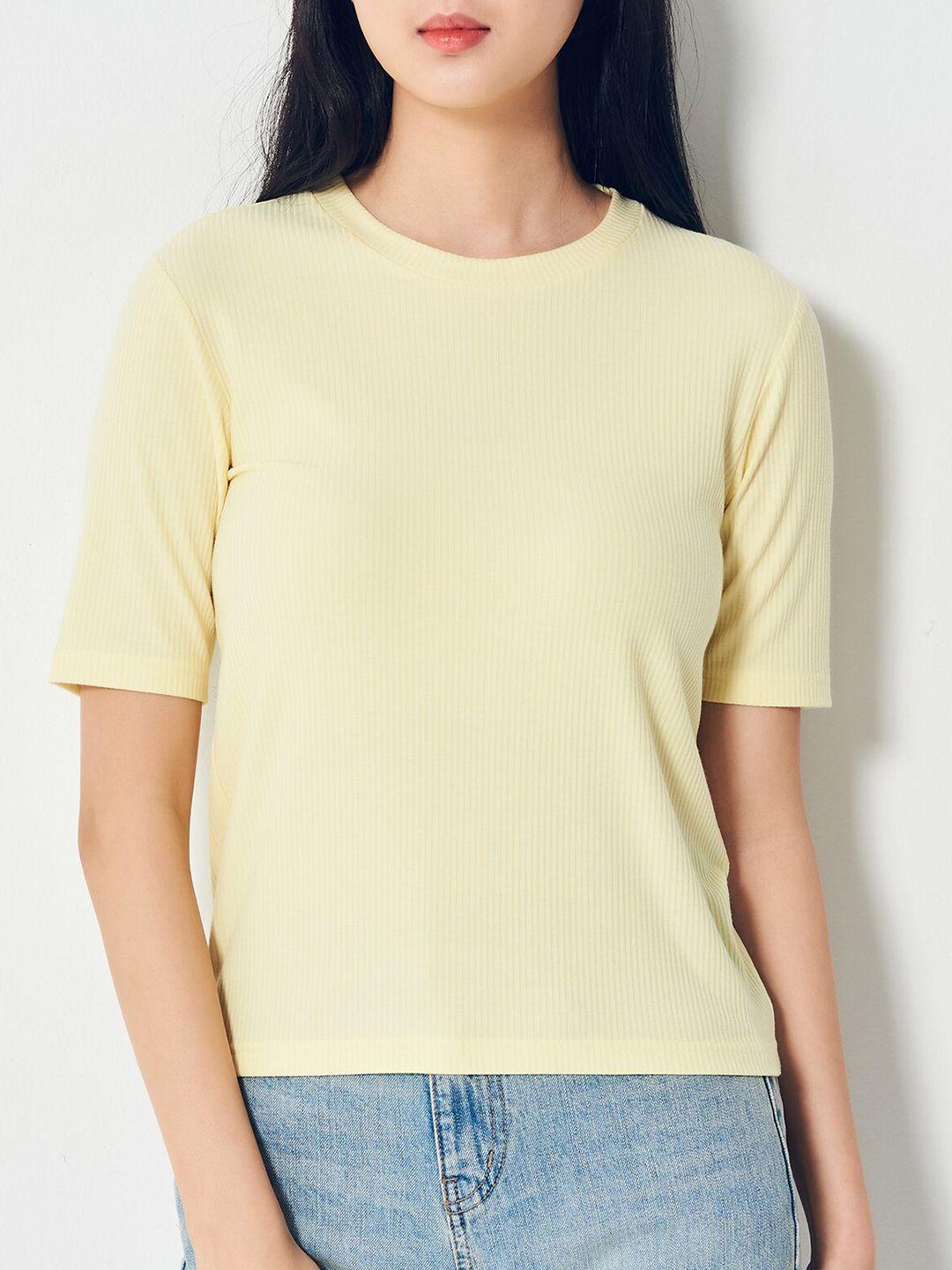 8seconds women yellow ribbed t-shirt