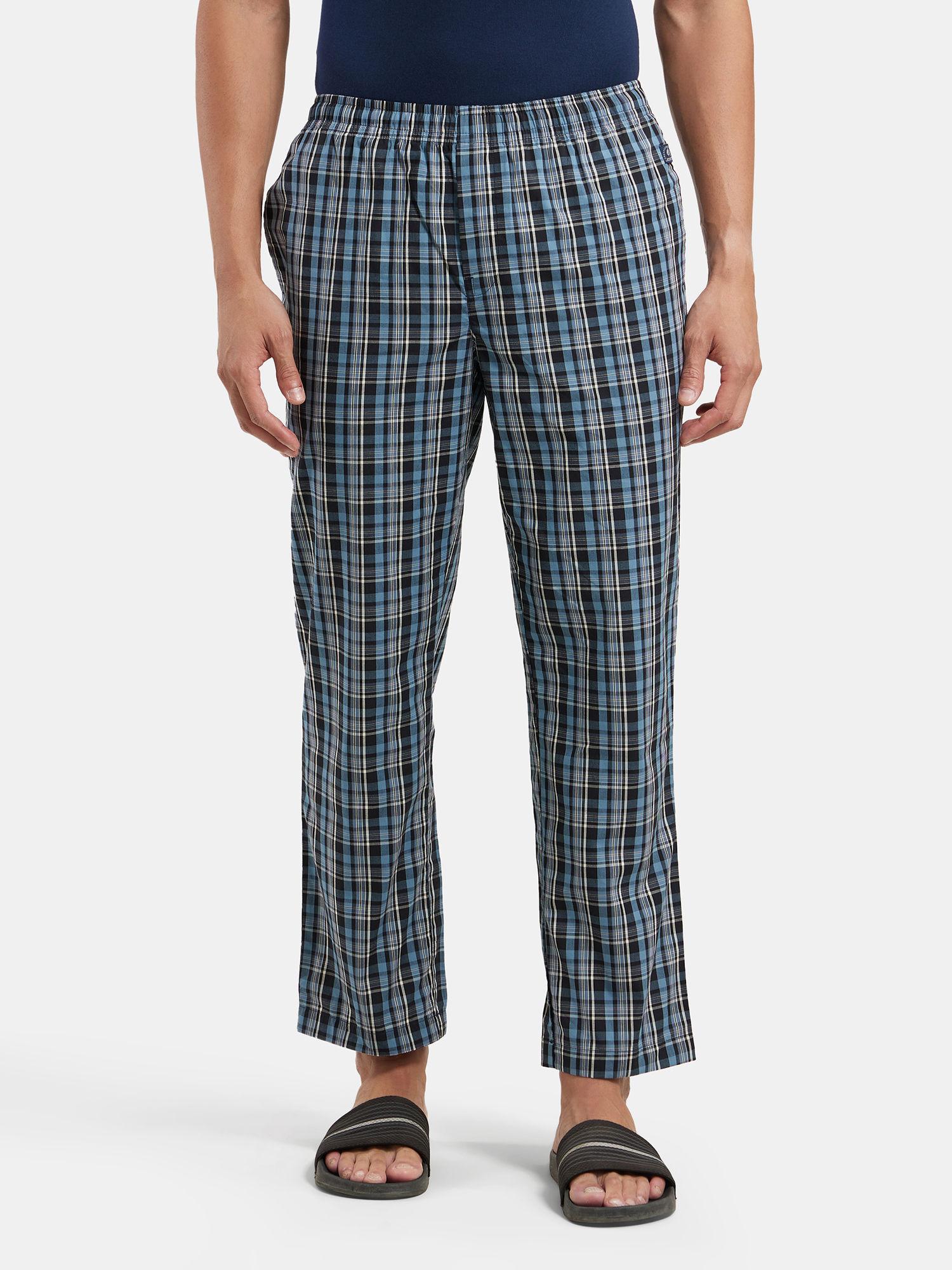 9009 mens super combed cotton satin regular fit checkered pyjama-multi