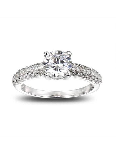 925 silver 1 carat whte american diamond finger solitaire ring for women & girls