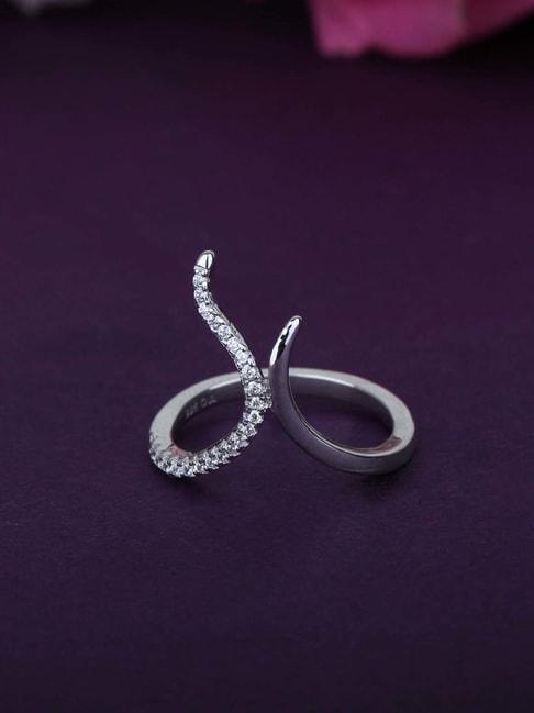 925 silver aaa grade american diamond unique designer ring for women & girls