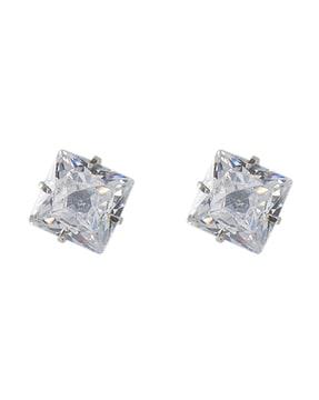 925 sterling silver cubic zirconia-studded stud earrings