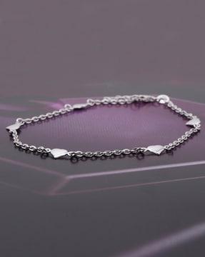 925 sterling silver rhodium-plated heart-shape anklet vana037