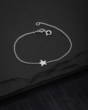 925 sterling silver rhodium-plated star link bracelet s125195b-d/1