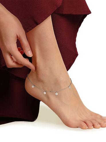 925 oxidised silver charm adjustable anklet for women and girls