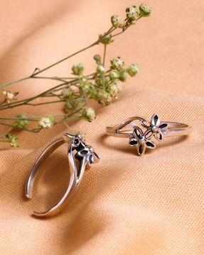 925 oxidised sterling silver set of 2 blossom toe ring