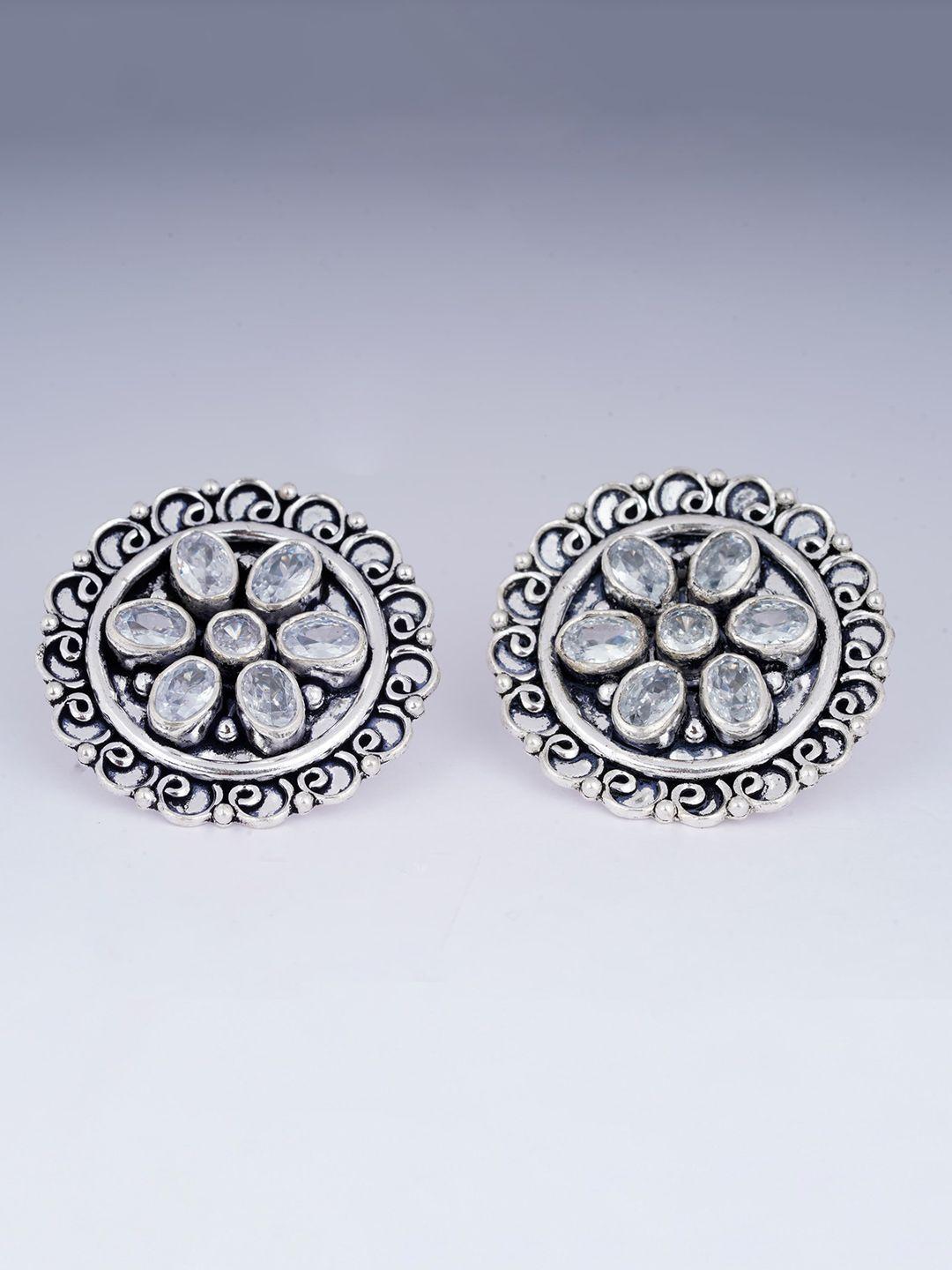 925 siller rhodium-plated pure silver circular studs earrings