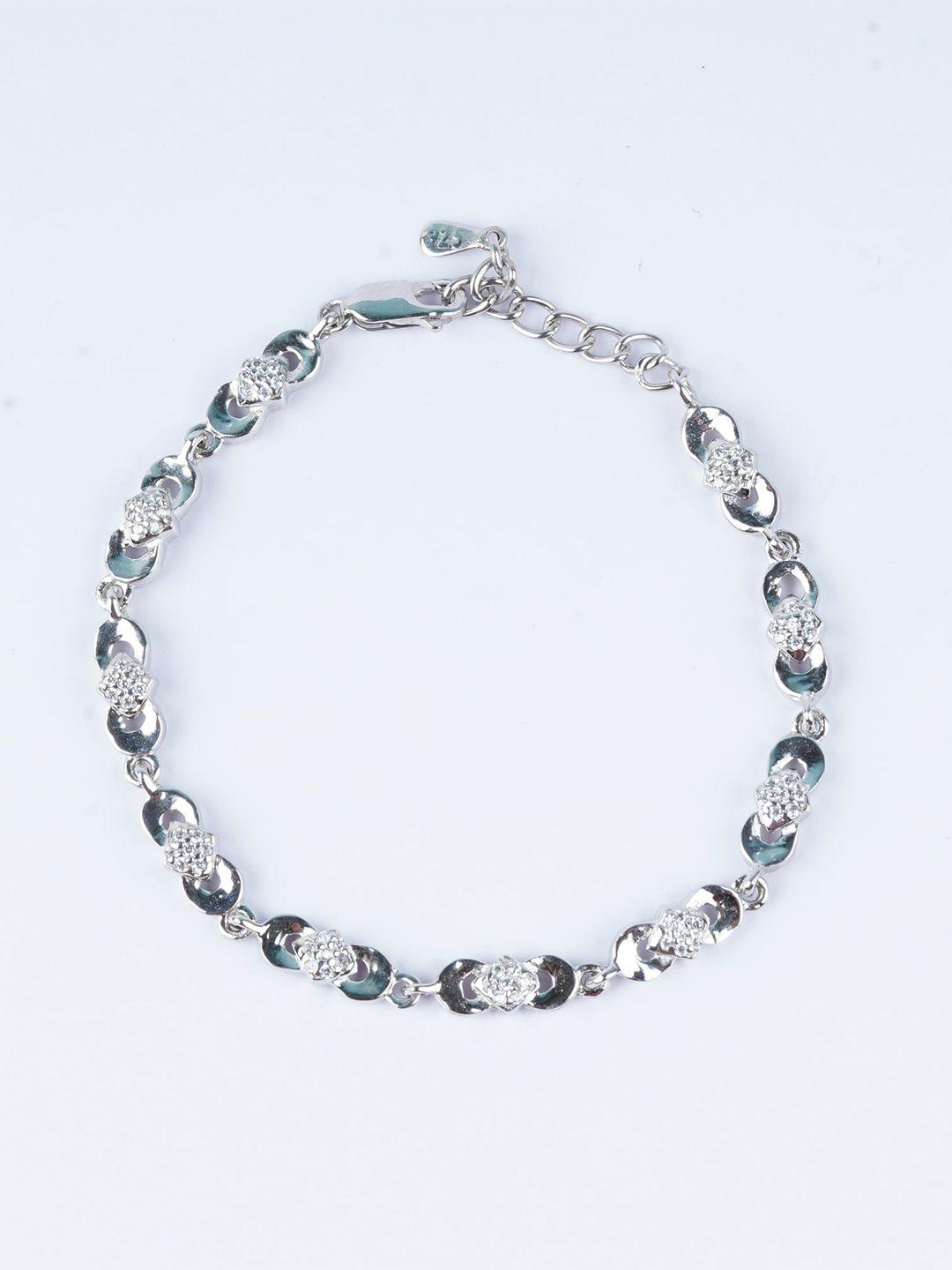 925 siller women sterling silver cubic zirconia rhodium-plated link bracelet