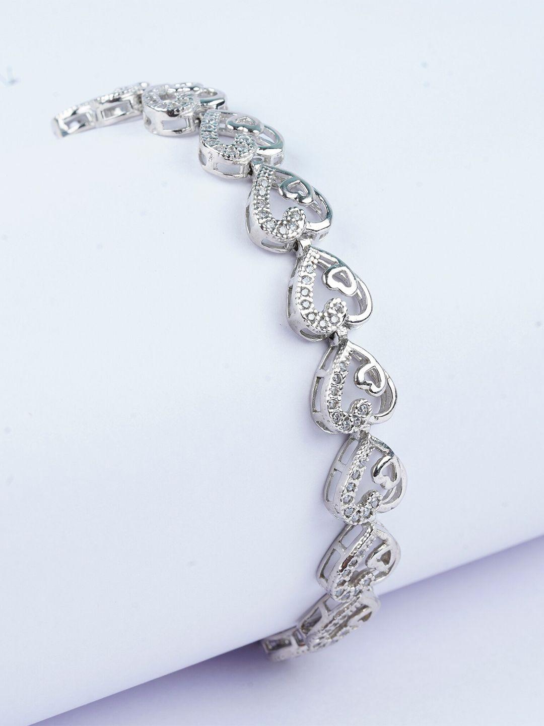 925 siller women sterling silver cubic zirconia rhodium-plated wraparound bracelet