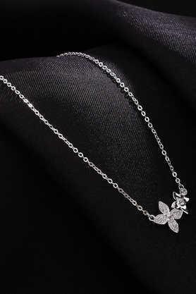 925 sterling silver & silver plated floral necklace