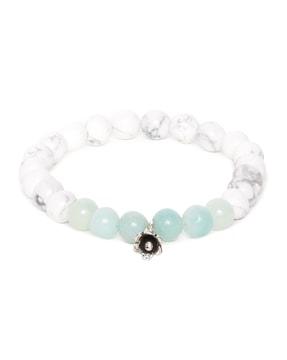 925 sterling silver amazonite & howlite beaded stretch bracelet