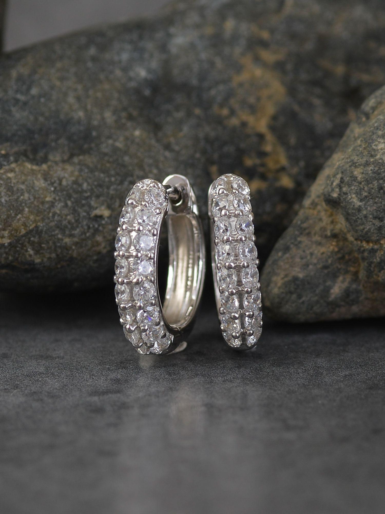 925 sterling silver american diamond bali hoop earrings for women girls one size