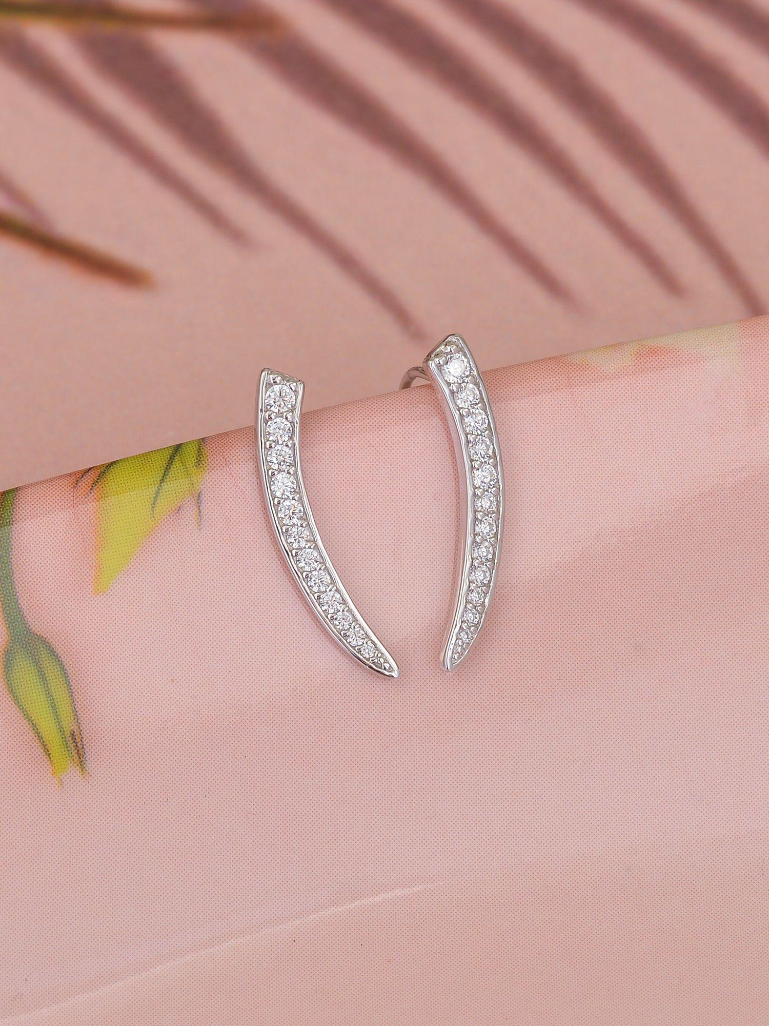 925 sterling silver american diamond climber earrings for women girls one size