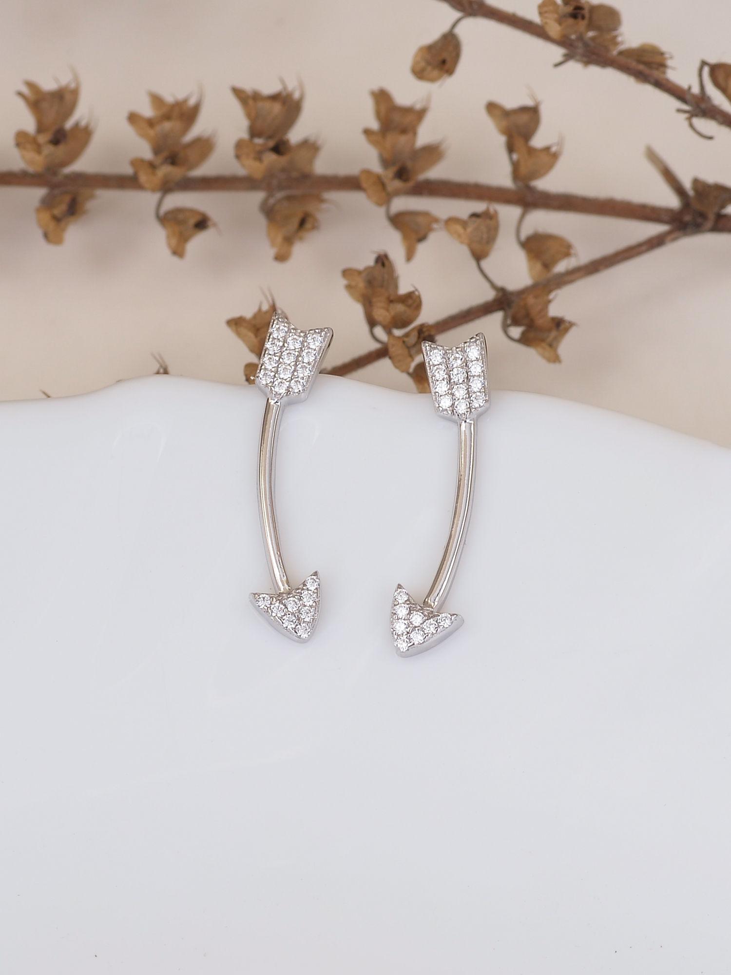 925 sterling silver american diamond ear climber earrings for women girls one size
